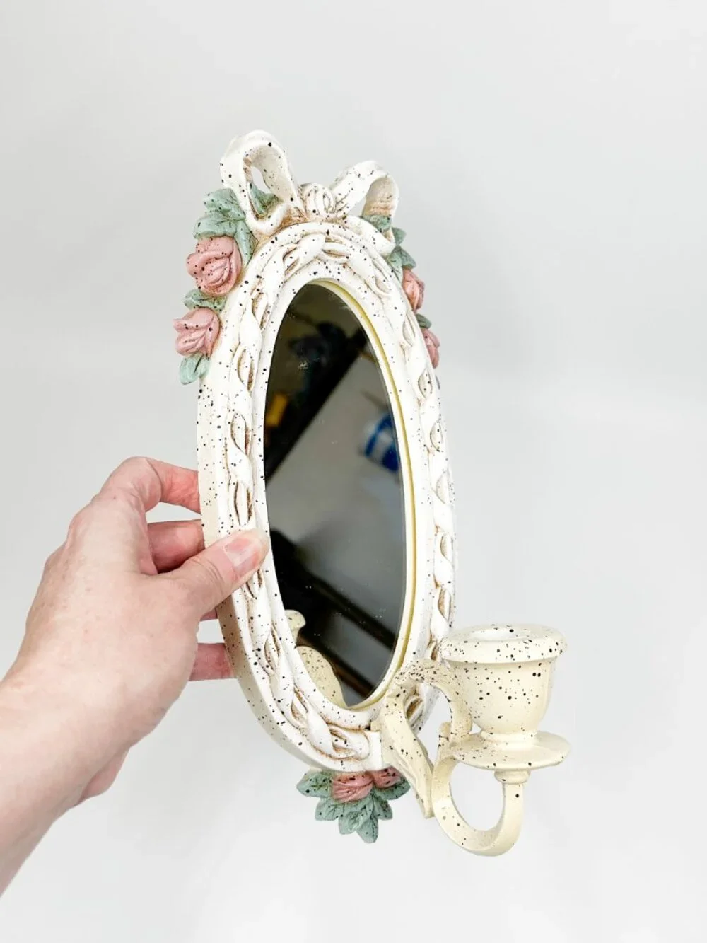 Vtg Burwood SET 4 Shelf Mirror Sconce Cottagecore English Victorian Country Rose